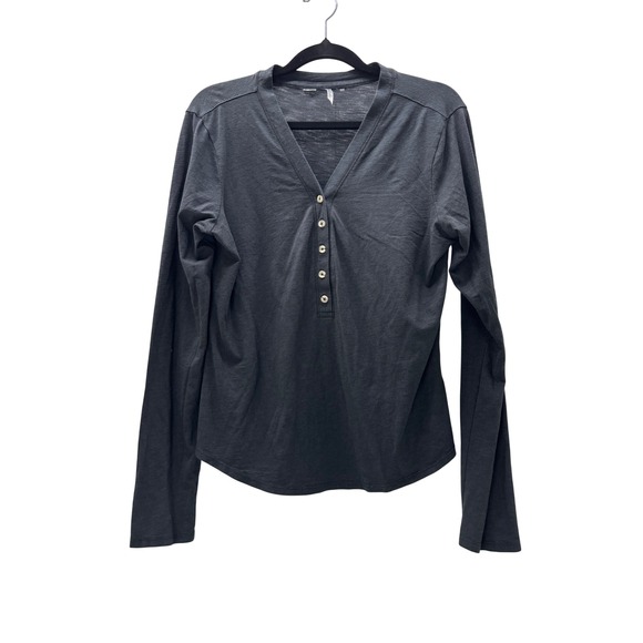 Travis Mathew Tops - Travis Mathew Womens Charcoal Gray Long Sleeve Henley V-Neck Top Size Medium